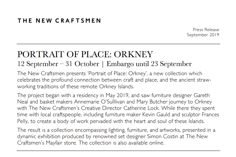 The New Craftsmen presents ‘Portrait of Place: Orkney’